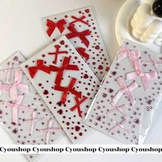 Heart And Bow Diy Sticker สติ๊กเกอร์ 3D ใช้ติดหน้า โบว์ผ้า คริสตัลเพชร คริสตัลหัวใจ ขนาดต่างๆ ใช้ประดับผม ตกแต่งใบหน้า