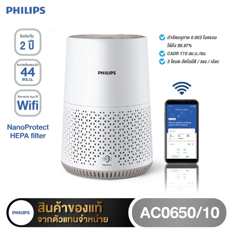 📌สินค้าพร้อมส่ง📌PHILIPS เครื่องฟอกอากาศ รุ่น AC0820/20  (16-49 ตร.ม.)และAC0650/10 เชื่อมต่อWiFi ได้และAC0920กรองเร็วสุด
