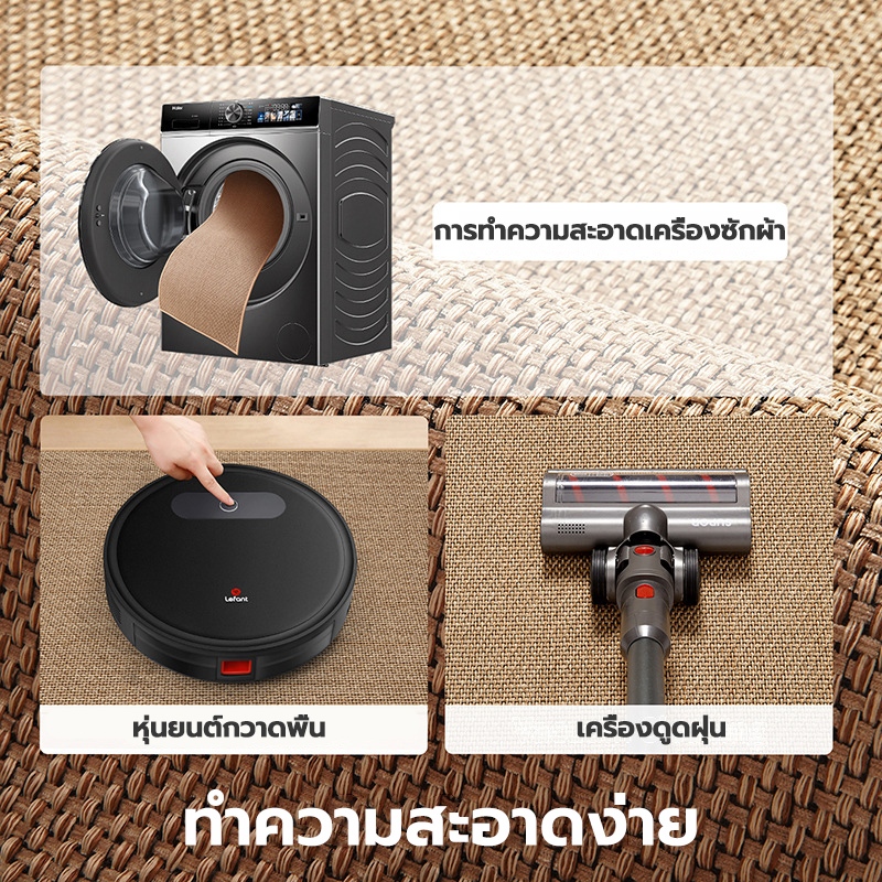 พรมปูพื้นห้องครัว พรมเช็ดเท้า ผ้าลินินธรรมชาติ กันลื่น กันน้ำมันและดูดซับน้ำ ทำความสะอาดง่าย สำหรับการใช้งานในครัว - รูปที่ 3