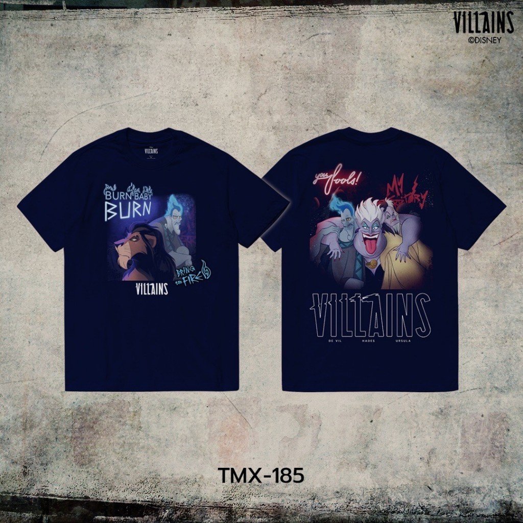 Power 7 Shop เสื้อยืดการ์ตูน "Villains" ลิขสิทธิ์แท้ DISNEY (TMX-185-สีกรม)