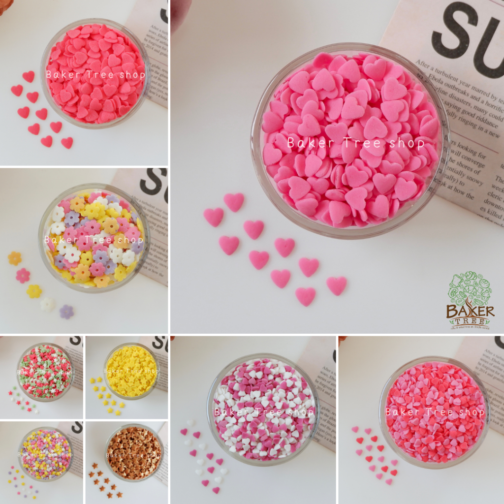 Baker Tree น้ำตาลสปริงเคิล ตกแต่งเค้ก / คัพเค้ก สีสวย ราคาถูก (Sugar sprinkles) น้ำตาลแต่งเค้ก น้ำตาลแต่งขนม น้ำตาลโรย