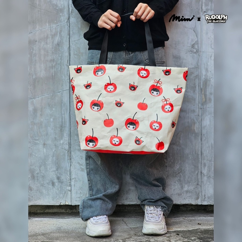 Mimi กระเป๋า Cherry Bag ทรงสี่เหลี่ยม เบจ A9YEBE