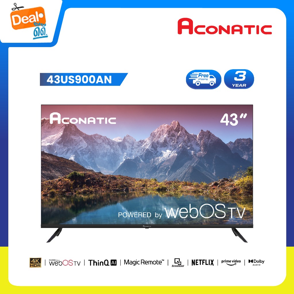Aconatic Smart TV 4K HDR 10 สมาร์ททีวี 43 นิ้ว รุ่น 43US900AN WebOS TV Magic Remote (รับประกัน 3 ปี)