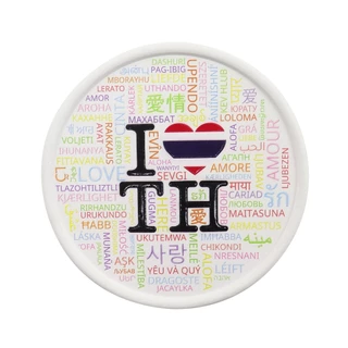 จานรองแก้วดูดน้ำ ทรงกลมมีขอบ ลาย I Love Thailand ที่รองแก้วซับน้ำ King Coaster ธนบดีเซรามิคลำปาง ceramic coaster ของฝาก