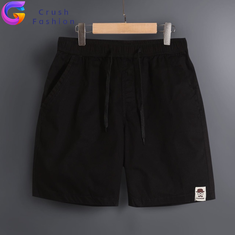 Crush กางเกงขาสั้น สไตล์เกาหลี มีกระเป๋าด้านหลัง แฟชั่นฤดูร้อน สําหรับผู้ชาย รวมสีขายดี ผ้าดี สีไม่ตก เอวยางยืด