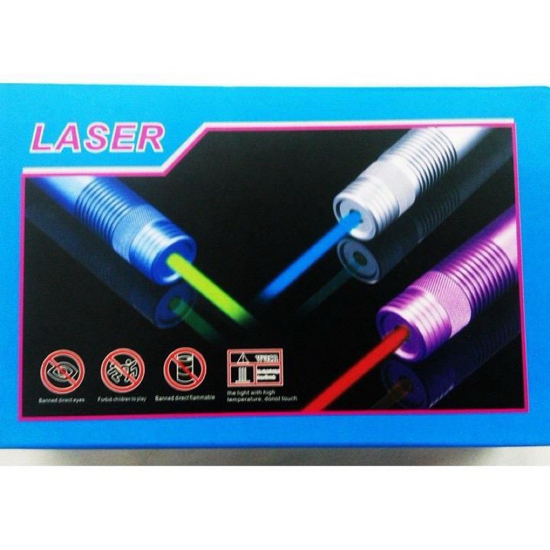 ไฟฉายเลเซอร์จุดไฟได้ ไฟสีฟ้าพร้อมหัวเปลี่ยน 5 ลาย high power blue laser 450nm 50000mW