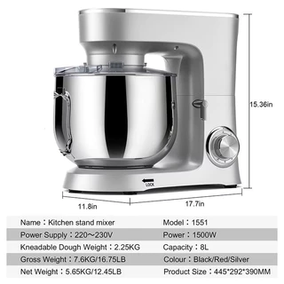 เครื่องผสมแป้งอัตโนมัติ เครื่องตีไข่ เครื่องผสมอาหาร นวดแป้งความจุ 5.5 L. 8 L. 10 ลิตร SM-1551 พร้อมส่งในไทย