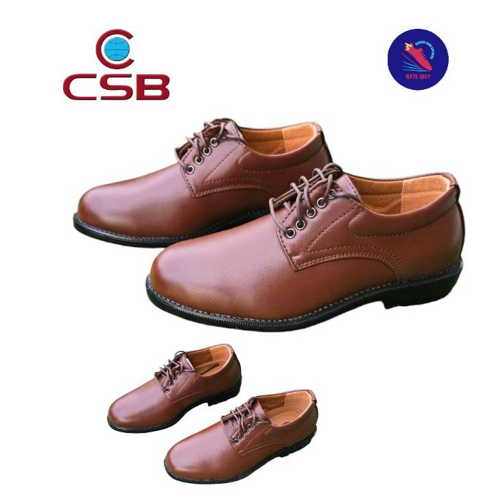 CSB  คัทชูหนังขัดมัน แบบผูกเชือกสีน้ำตาล รุ่น CM604    ข้าราชการ ทำงาน  นักธุรกิจ (ไซส์ 39-45)