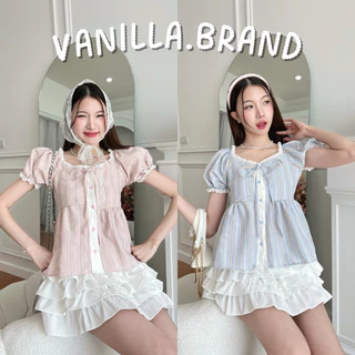 เสื้อแขนตุ๊กตา แต่งลูกไม้รอบคอและแขน -ttm / VB0508