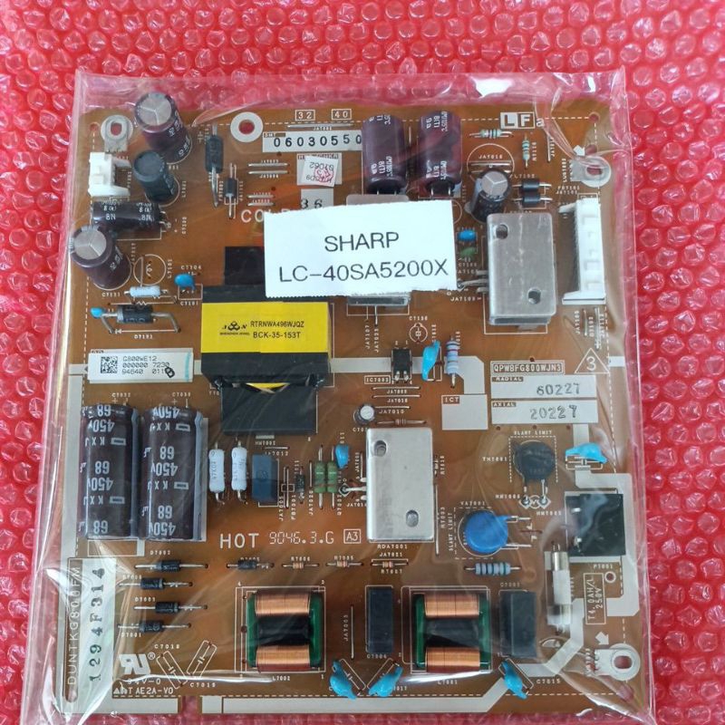 บอร์ดเพาเวอร์ซัพพลายทีวี sharp 40 นิ้วรุ่นLC-40SA5200X(ถอดแท้)