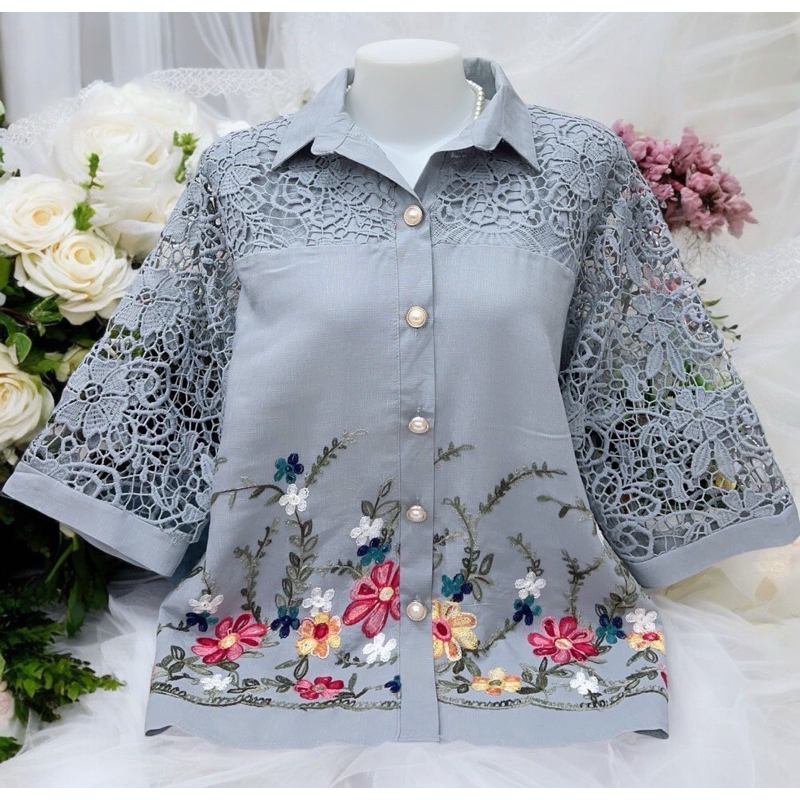 งานเสื้อลูกไม้ ผ้าลินินเสื้อลูกไม้ออกงาน