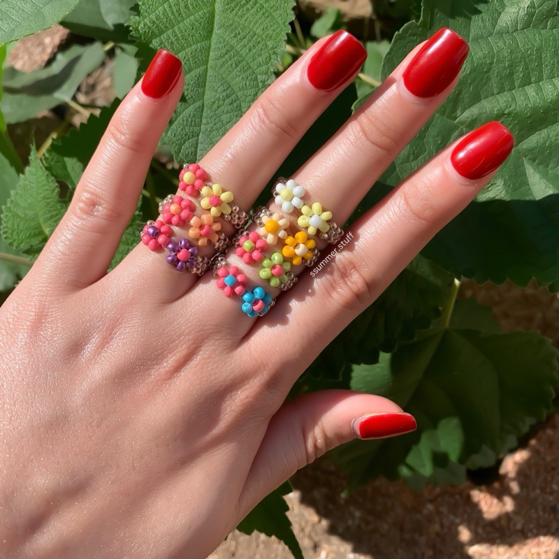 (ชุดที่ 1)💐Be Always Blooming beaded rings🌸💍 แหวนลูกปัดดอกไม้หวานๆ🍯🐝💐