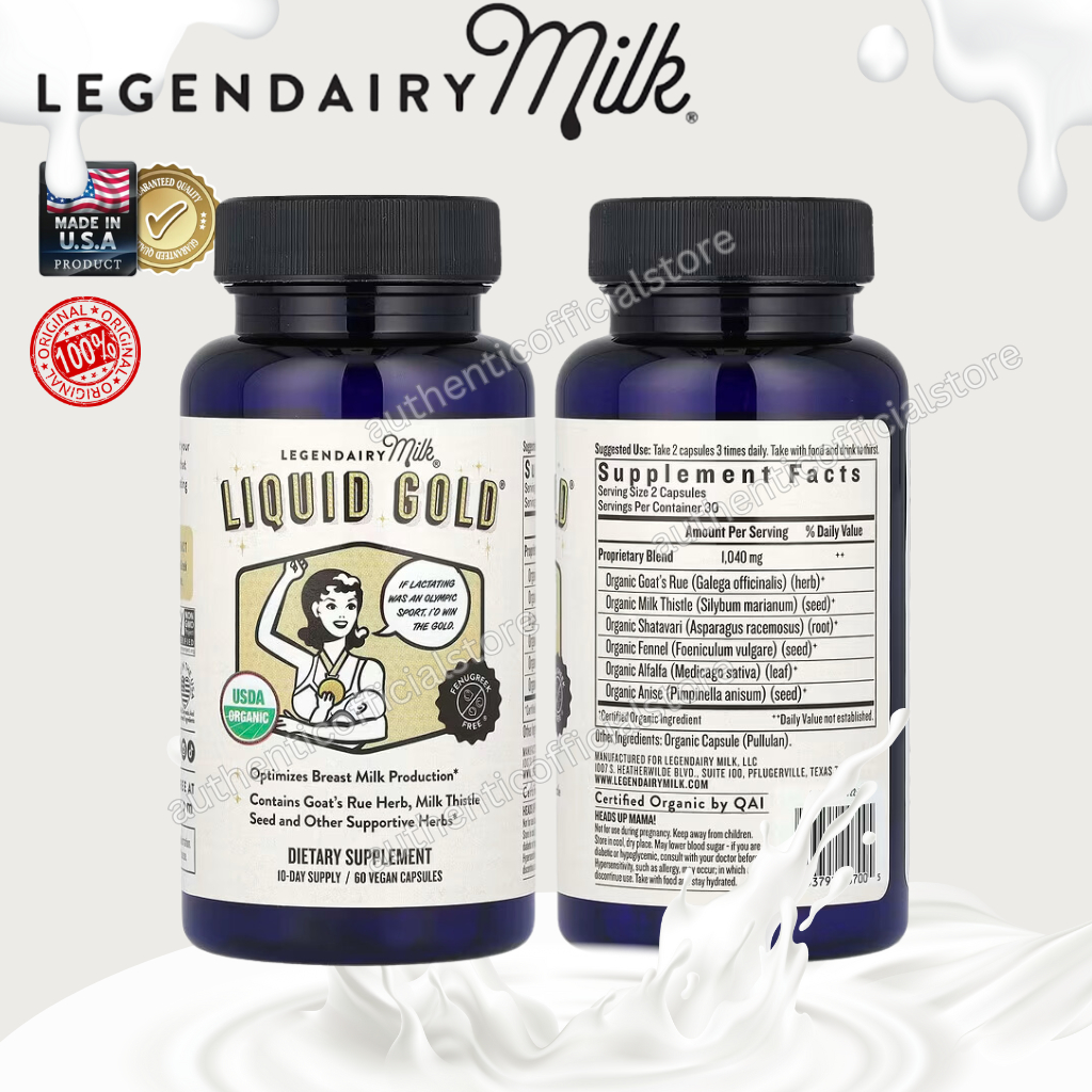 Legendairy Milk Liquid Gold | สมุนไพรแม่ให้นม | ช่วยเสริมการผลิตน้ำนม | 60 แคปซูล | แท้พร้อมส่ง