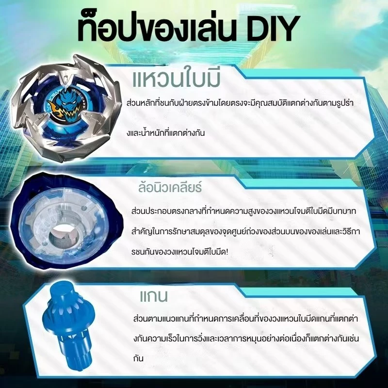 เบย์เบลด สำหรับผู้เริ่มต้นของเล่นต่อสู้โลหะ ลูกข่างหมุนในกล่องอุปกรณ์พร้อมเล่น ของเล่น พร้อมส่ง thumbnail 6