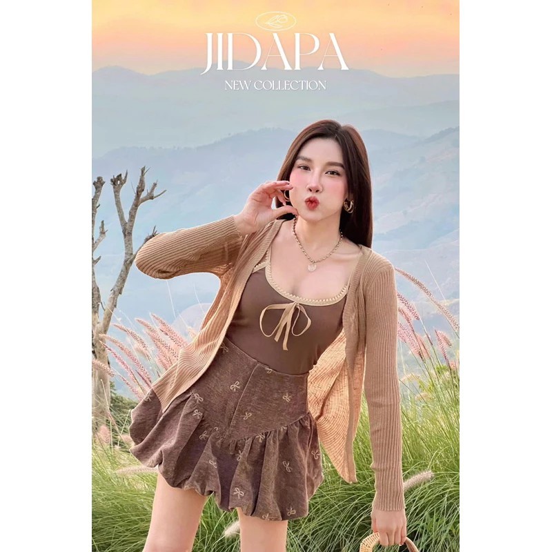 ชุดเซ็ต3ชิ้น สีน้ำตาล ป้ายJidapa งานป้ายห้อย พร้อมส่ง (Size L)