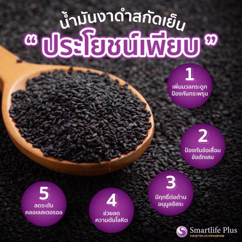 น้ำมันงาดำสกัดเย็น Smartlife Plus 1,000 มก.  1 กล่องใหญ่แถม 2 กล่องเล็ก ราคา ถูกที่สุด ดีลบีเคเค แกลเลอรีภาพที่ 5