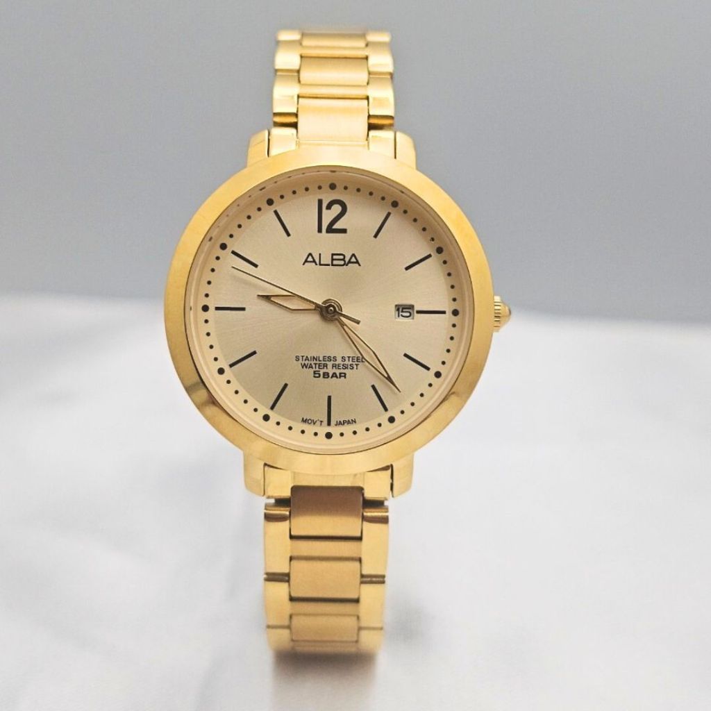ALBA นาฬิกาข้อมือผู้หญิง รุ่น AH7S92X  สแตนเลสสีทอง กล่อง- ใบรับประกัน