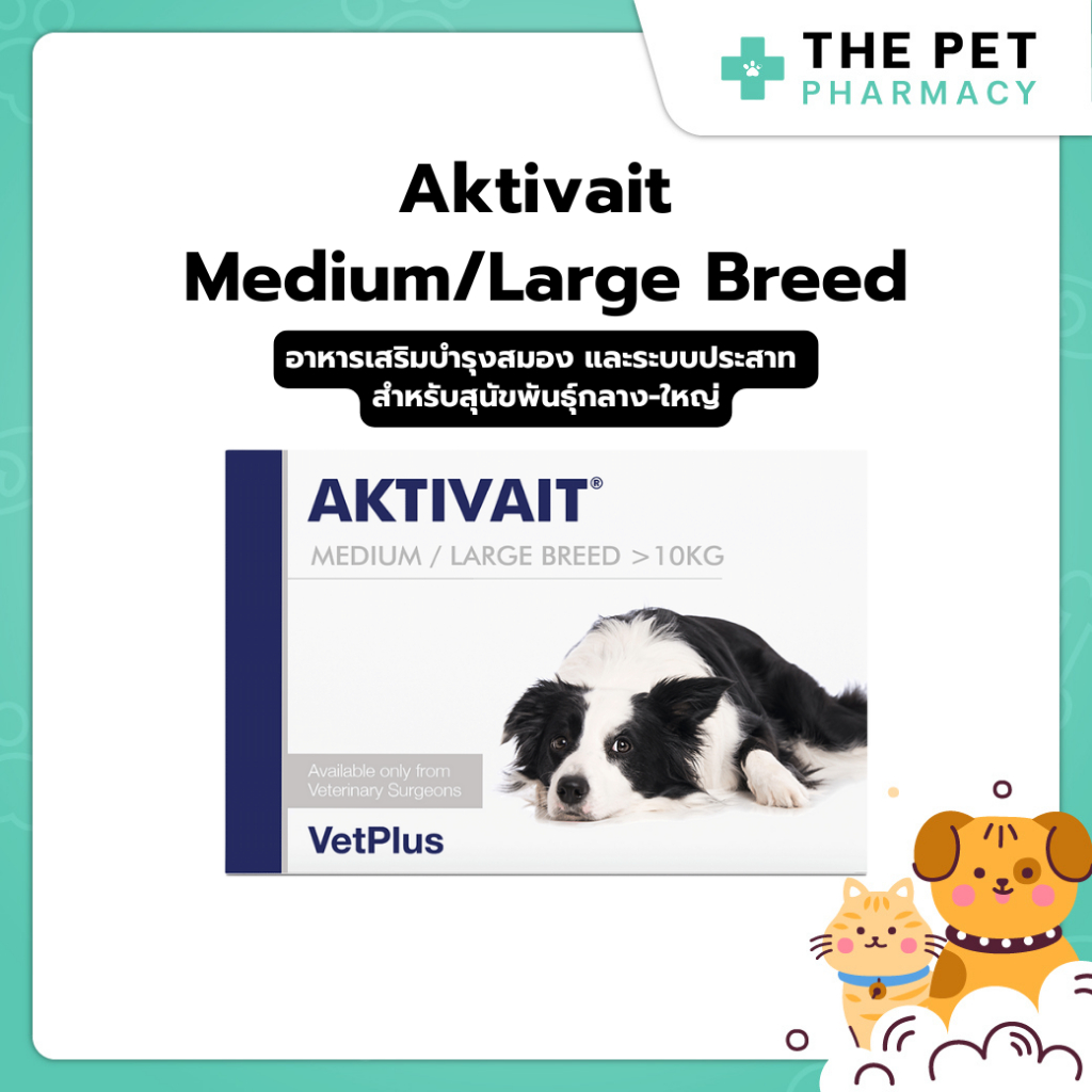 Aktivait Medium And Large breed  อาหารเสริมบำรุงสมองสำหรับสุนัขพันธุ์กลางและใหญ่