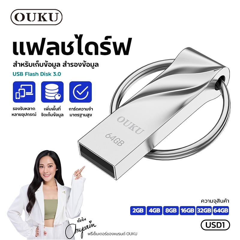 แฟลชไดร์ฟ OUKU USD1 อุปกรณ์จัดเก็บข้อมูล ทีสำรองข้อมูล ความจุ 2GB/4GB/8GB/16GB/32GB/64GB