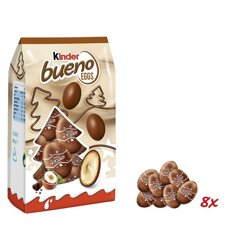 Kinder Bueno Eggs 1 ห่อ มี 8 ลูก น้ำหนัก 80 กรัม E.20/04/25