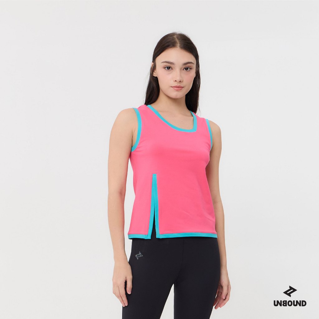 UNBOUND ASTRO CAMO RECALIBRATE TANK TOP (PINK) เสื้อกล้ามผู้หญิงสีชมพู ขอบขาว ผ้านุ่ม แห้งเร็ว ใส่สบาย