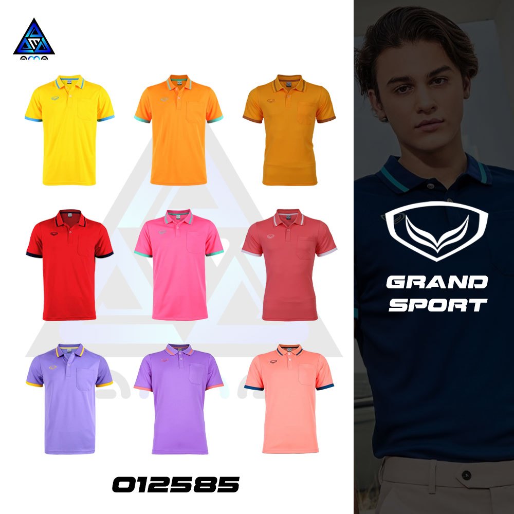 GRAND SPORT รุ่น 012585 เสื้อโปโลชายสีล้วน แกรนด์สปอร์ต S2 แท้ 100%
