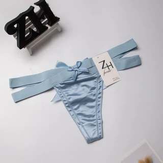 ZH.314กางเกงชั้นในจีสตริงหลังโบว์ผ้าซาติน บิกินี่เซ็กซี่ G-String