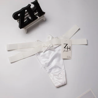 ZH.314กางเกงชั้นในจีสตริงหลังโบว์ผ้าซาติน บิกินี่เซ็กซี่ G-String