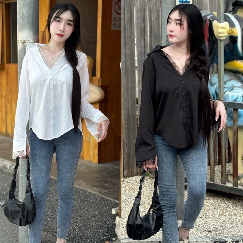 เชิ้ตแขนยาวแต่งลูกไม้ (ลม1)