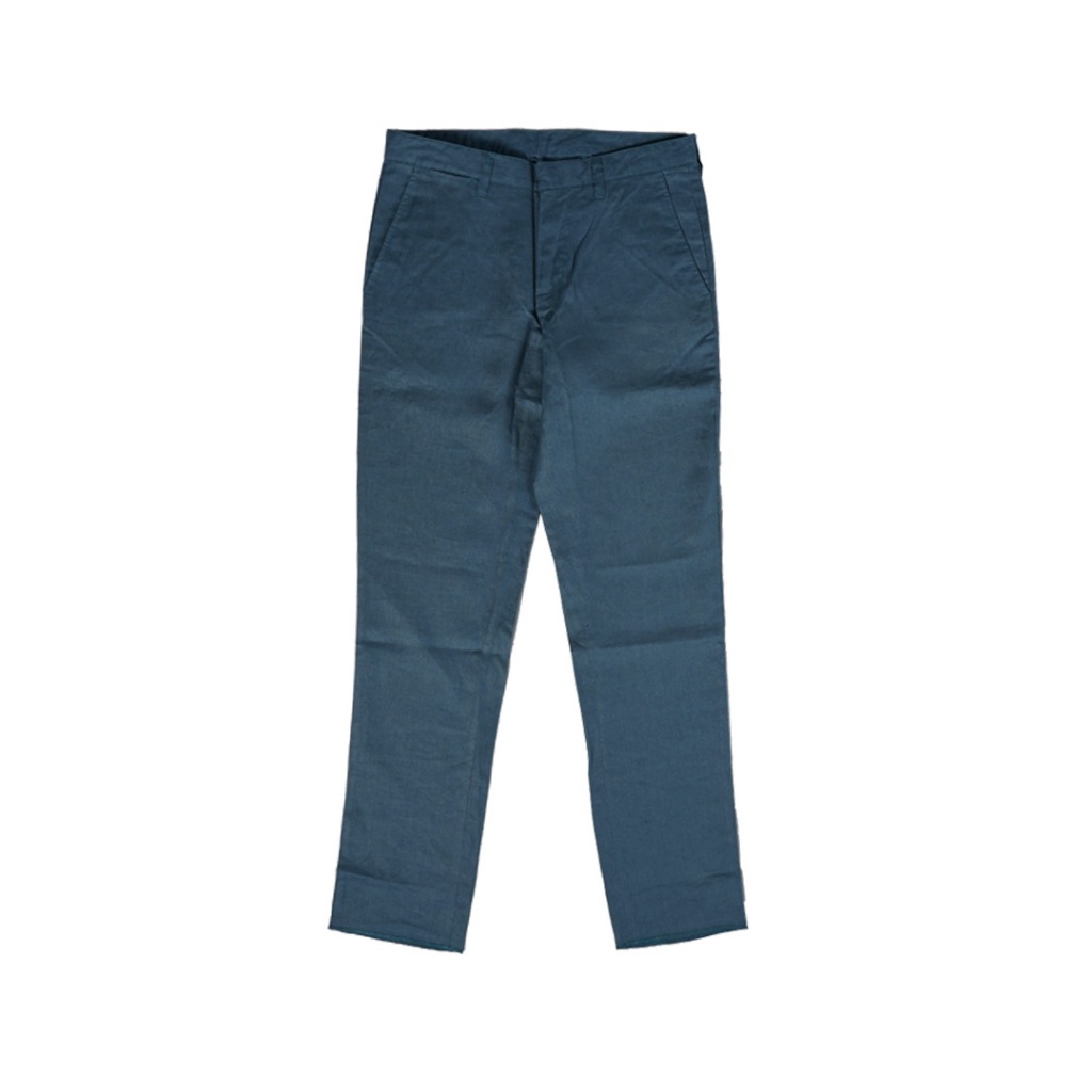 Hazard กางเกงทำงานขายาวสีพื้นไม่มีจีบ ผ้า Linen(ลินิน) สีน้ำเงิน ราคา ถูกที่สุด ดีลบีเคเค แกลเลอรีภาพที่ 5