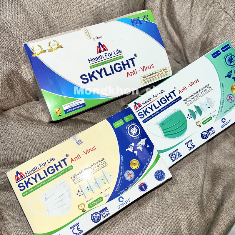 <1กล่อง50แผ่น> แมสskylight แมสแบบหนาสีพื้นมีให้เลือก3สี