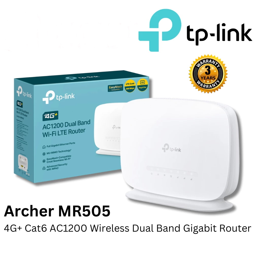 ⚡️เร้าเตอร์ใส่ซิม⚡️4G Router TP-LINK (Archer MR505) 4G+ Cat6 AC1200 Wireless Dual Band Gigabit Router