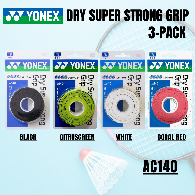 YONEX Tennis Badminton Grip Tape Dry Super Strong Grip (3pcs) AC140