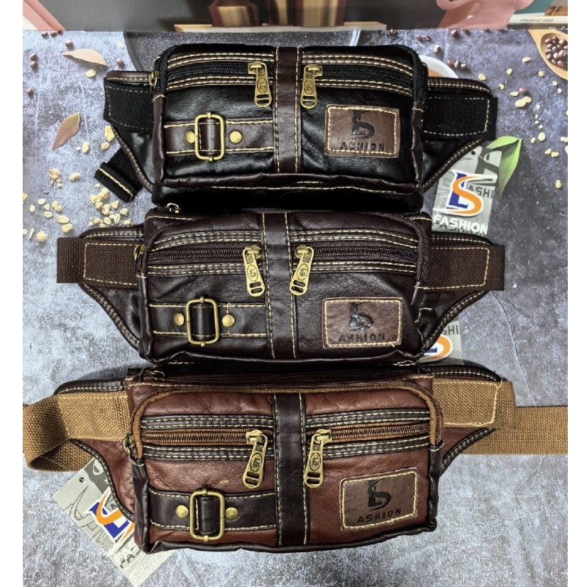 กระเป๋าคาดเอวใบกลางหนังนุ่ม