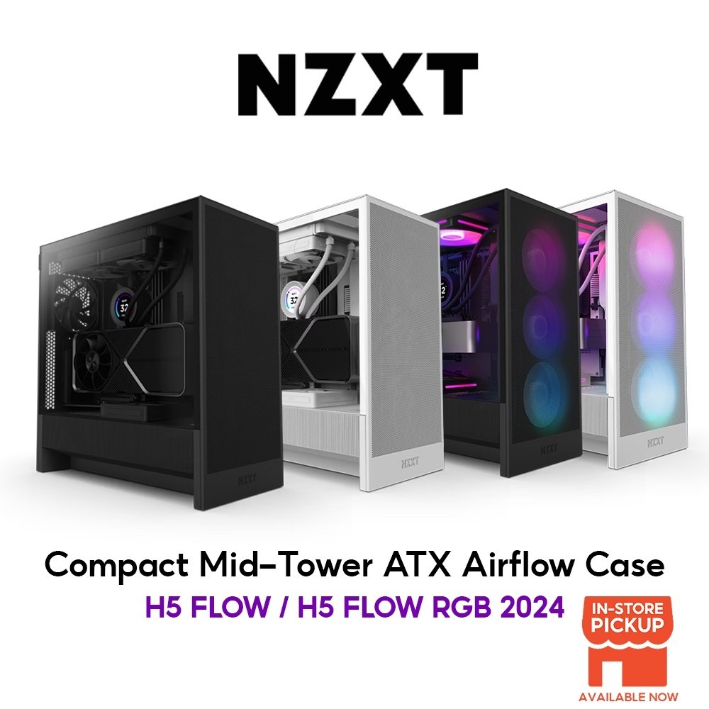 CASE (เคส) NZXT H5 FLOW (2024) BLACK / WHITE (RGB) ATX