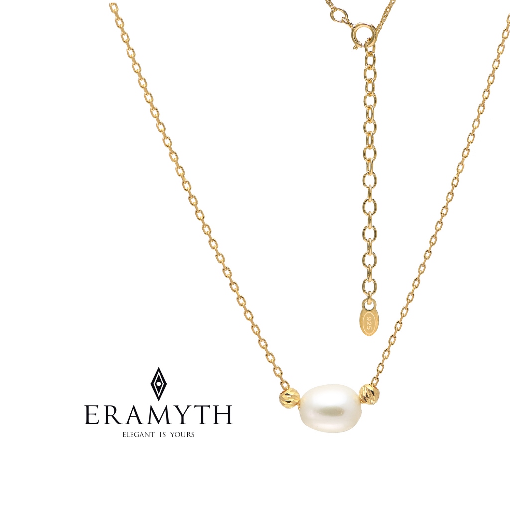 Eramyth Jewelry : สร้อยคอ มุกแท้ น้ำจืด ตัวเรือนเงินแท้ 925 เส้นเล็กๆ SLN-0088-G31 (สินค้าพร้อมส่ง)