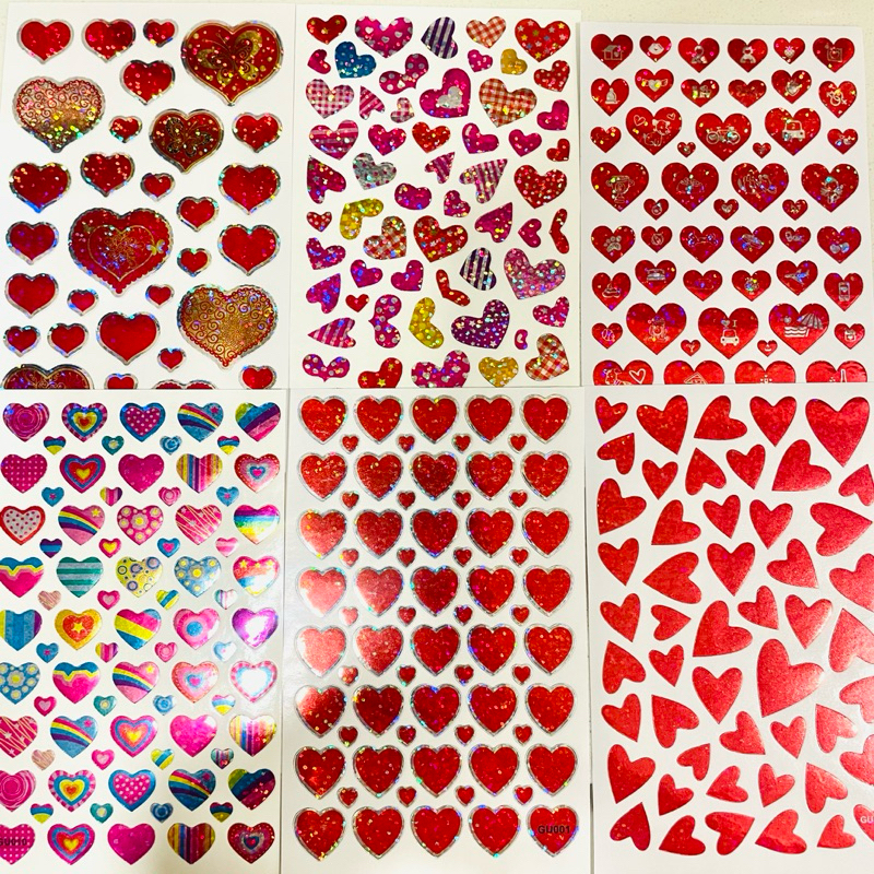 พร้อมส่ง สติ๊กเกอร์หัวใจ 1แผ่น ลายหัวใจน่ารัก แบบเลื่อม เล่นแสงสุดๆ ราคาถูก ไดคัตวิบวับเล่นแสง สีสดใสมาก