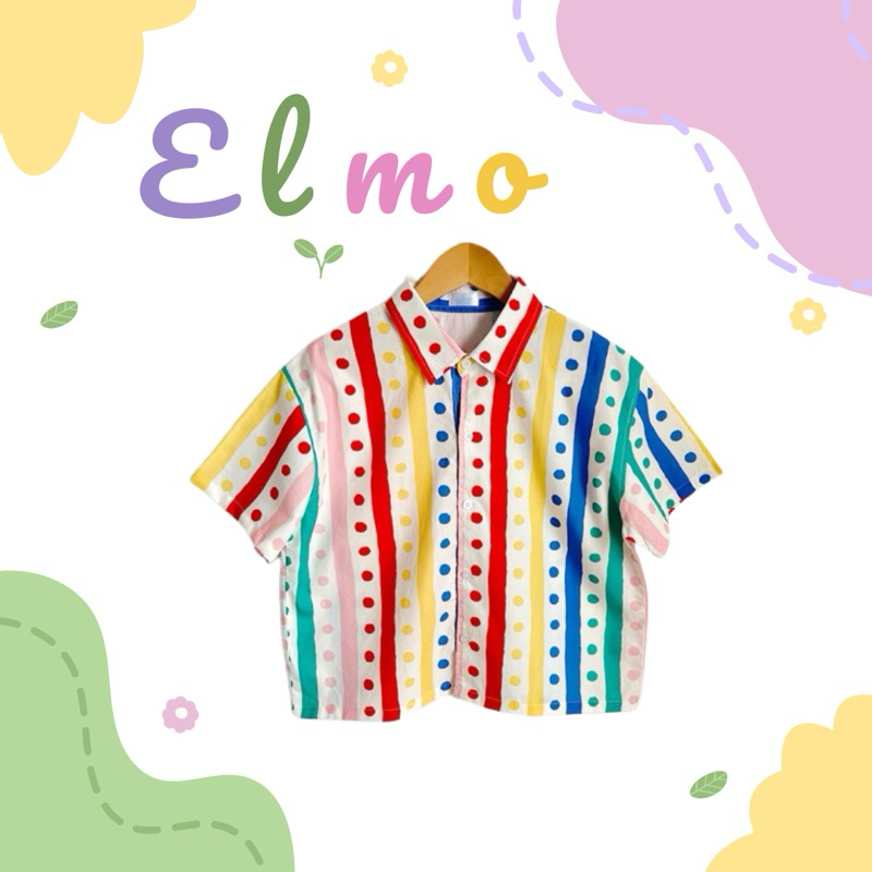 Pikpok♡ Elmo Shirt เสื้อเชิ้ตลายทาง ผ้าคอตตอน ใส่สบายสีสันสดใส น่ารักมากค่ะ