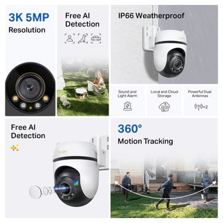 กล้องวงจรปิด WiFi ภายนอก TP-Link Tapo C530WS 3K 5MP AI หมุนได้ Color Night Vision IP66