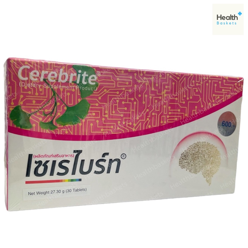 Cerebrite 30 tab เซเรไบร์ท ใบแป๊ะก๊วยสกัด+โสมสกัด+น้ำมันปลา+เลซินติน {9505}