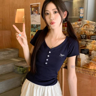 FASHION.61 เสื้อยืดแขนสั้น แฟชั่น คอวี สุดเก๋ ผ้านุ่มใส่สบาย รุ่น WT80