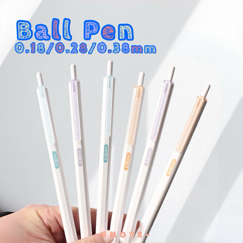 <พร้อมส่ง> ปากกาแบบกด หัวเข็ม 0.18, 0.28, 0.38 เขียนเร็วขึ้น ปากกาลูกลื่น ไส้ปากกา หมึกดำ