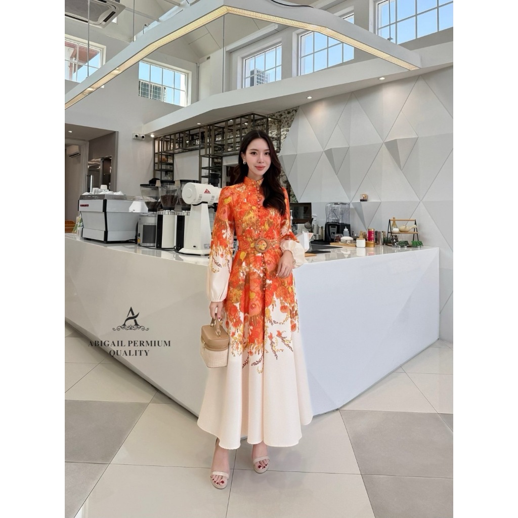 ABIGAIL BRAND ABG176 ชุดเดรสยาวพิมพ์ลายกราฟฟิก
