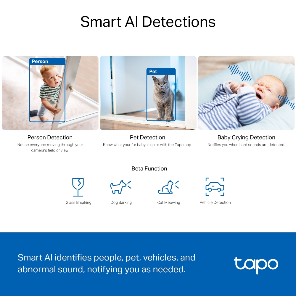 TP-Link กล้องวงจรปิด Pan/Tilt AI 5MP WiFi พูดคุยโต้ตอบได้ รุ่น Tapo C230