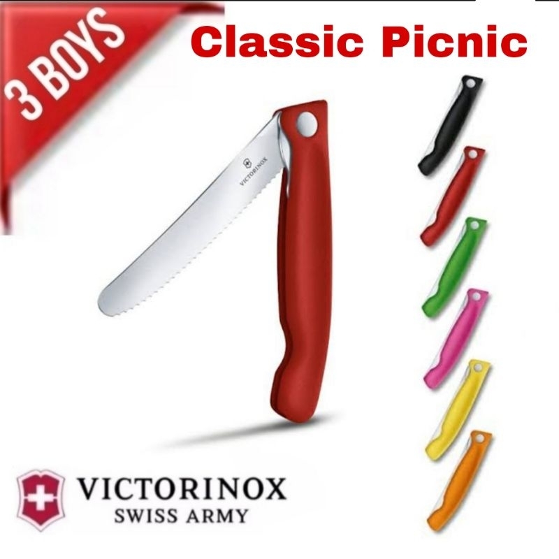 มีดโต๊ะ หั่นสเต็ก ปอกผลไม้ Victorinox รุ่น Classic Picnic Paring Knife มีดทำครัวพับได้ ใบเรียบ/หยัก Liner Lock ของแท้ - รูปที่ 4