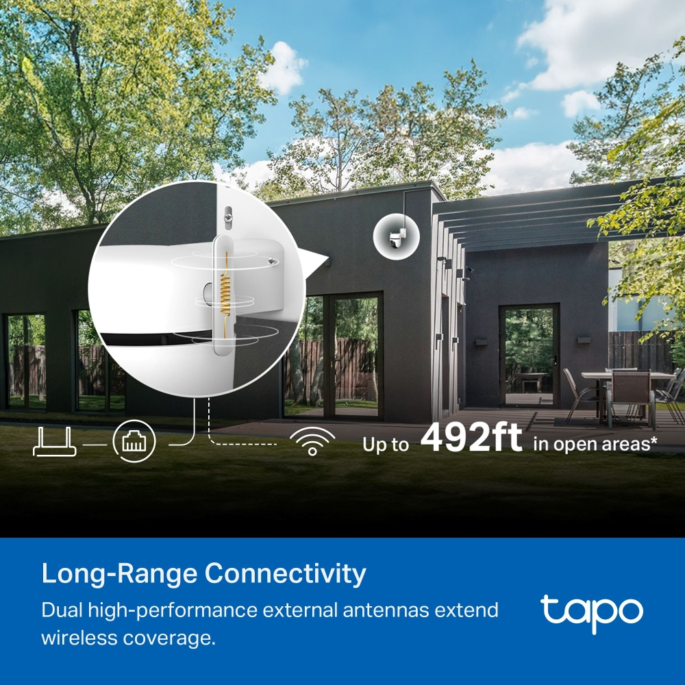 TP-Link กล้องวงจรปิด Outdoor Pan/Tilt Wi-Fi 5MP PoE พูดคุยโต้ตอบได้ รุ่น Tapo C530WS