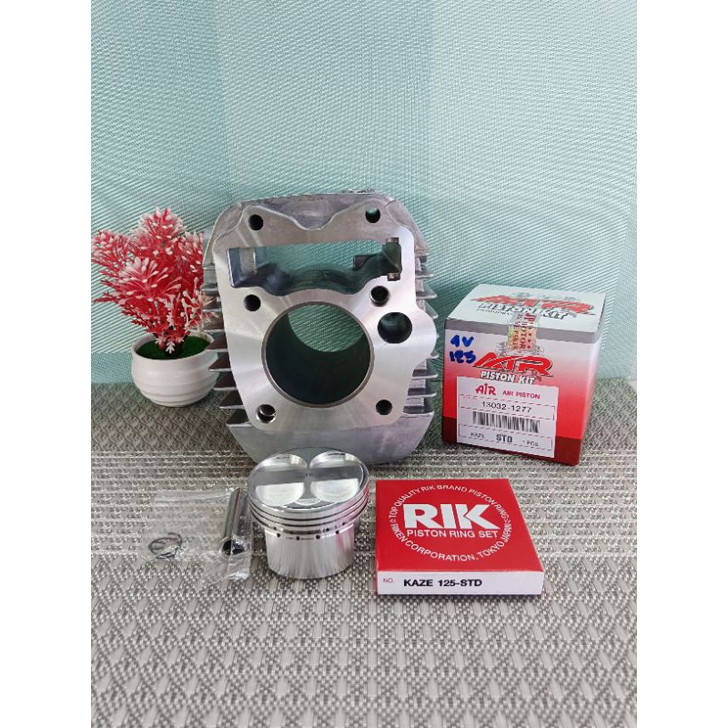 ชุดเสื้อสูบพร้อมลูก w125 บังลมลูกคาเซ่ 56 - 57 - 59 พร้อมหลบวาล์ว 4 วาล์ว w125 วาล์ว 19/22