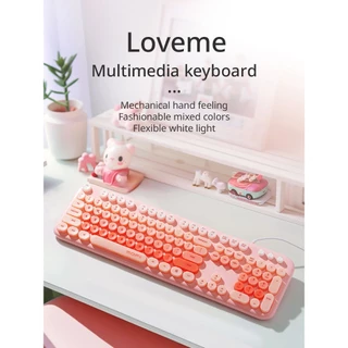 (แป้นพิมพ์สกรีนไทย)MOFii LOVE ME Keyboard คีย์บอร์ดแบบมีสาย มีไฟ สามารถปรับความสว่างได้ น่ารักสุดๆ