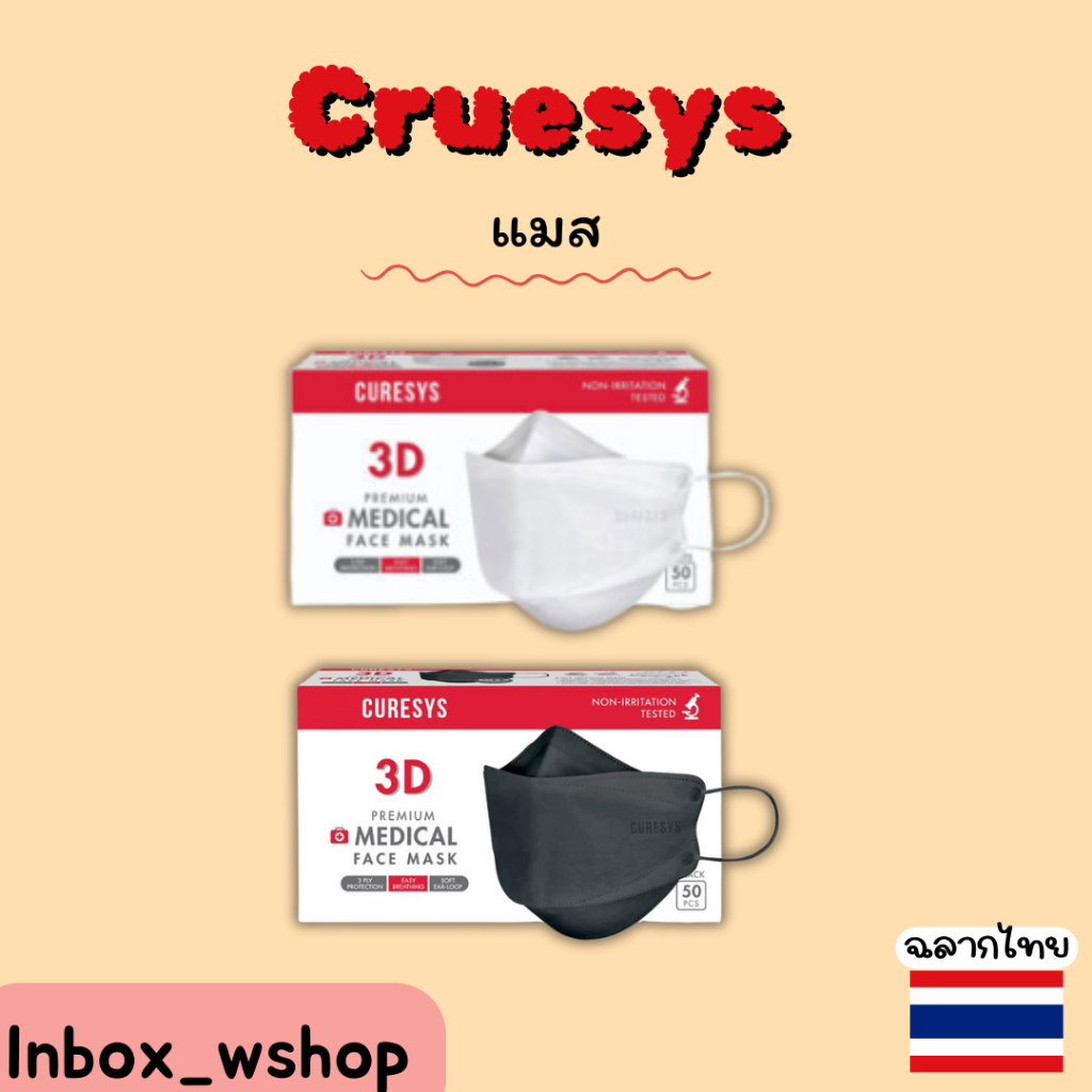 (พร้อมส่ง-ส่งไว ของแท้100%) CURESYS 3D Premium Medical Face Mask 50 ชิ้น