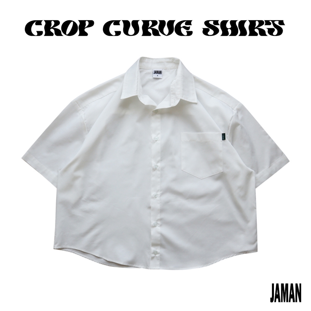 JAMANBKK / CROP CURVE SHIRT / เสื้อเชิ้ต แขนสั้น ทรงครอป
